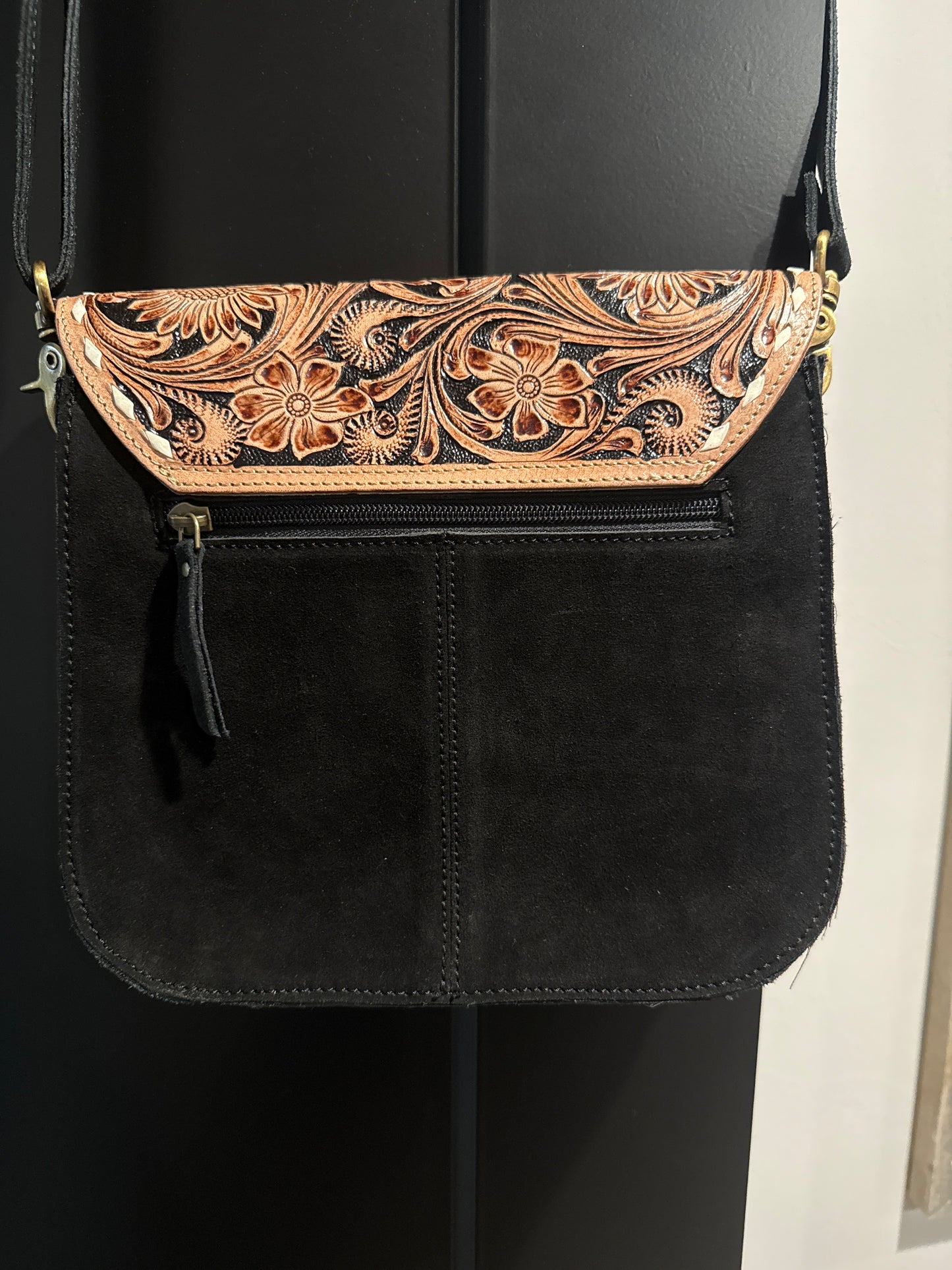 White & Black cowhide crossbody