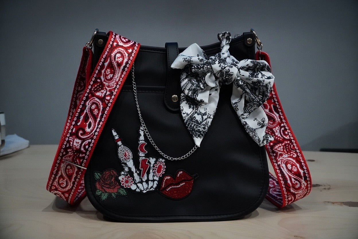 Rock 'n' Roll Rebel Skeleton Crossbody Bag