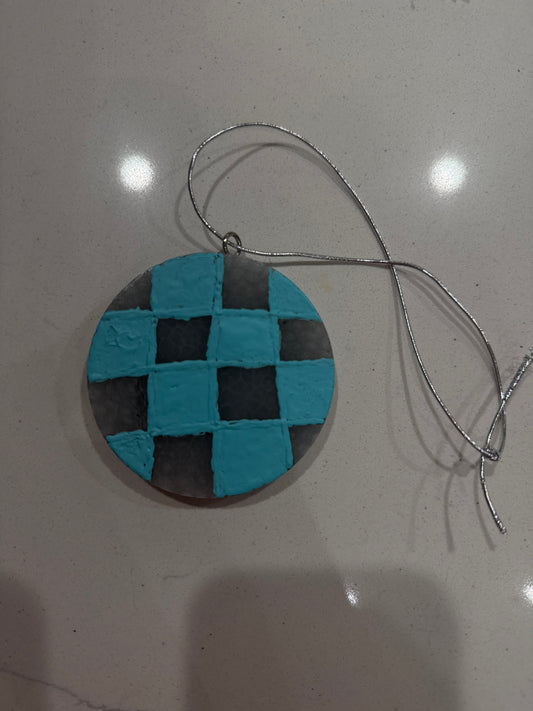 Turquoise Checkered Car Freshie