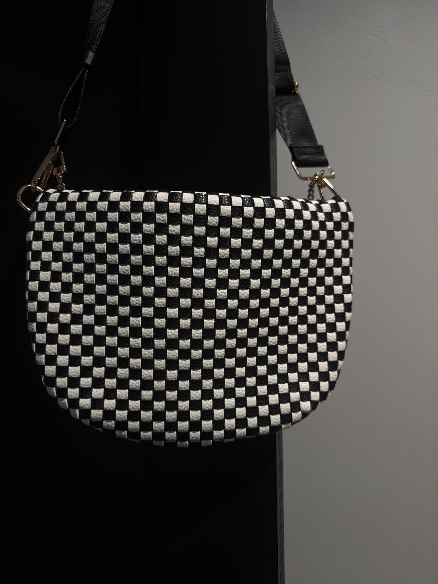 Black & White Checkered Howdy Bull Crossbody Bag