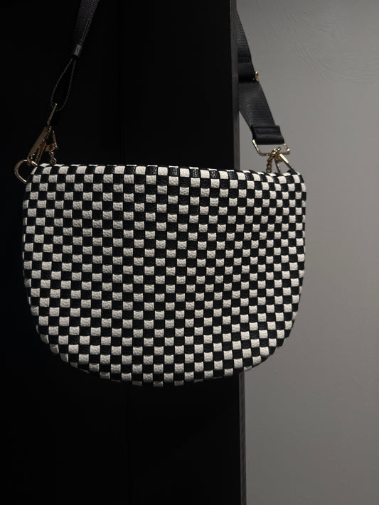 Black & White Checkered Howdy Bull Crossbody Bag