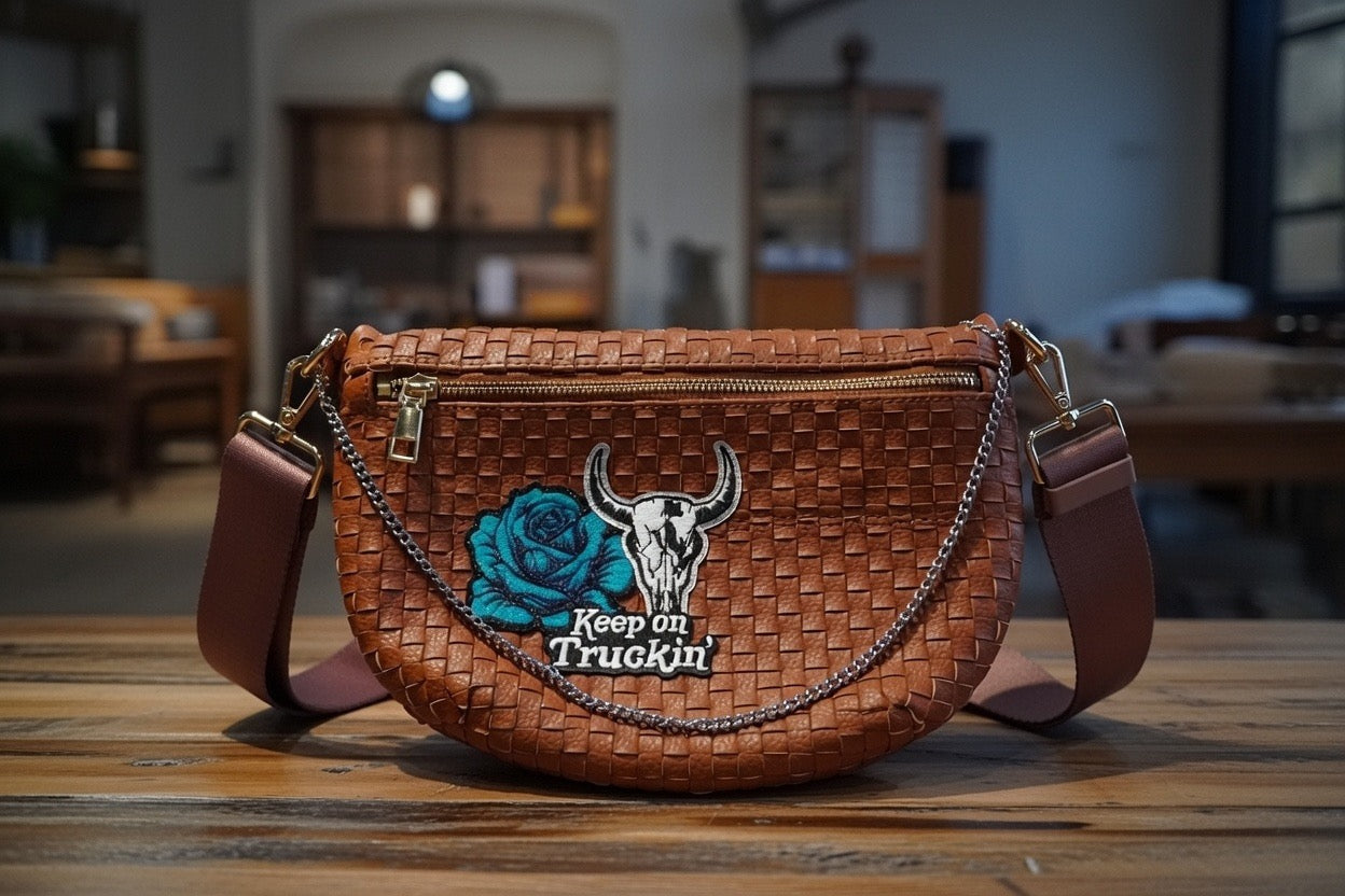 Keep On Truckin' Brown Crossbody Bag